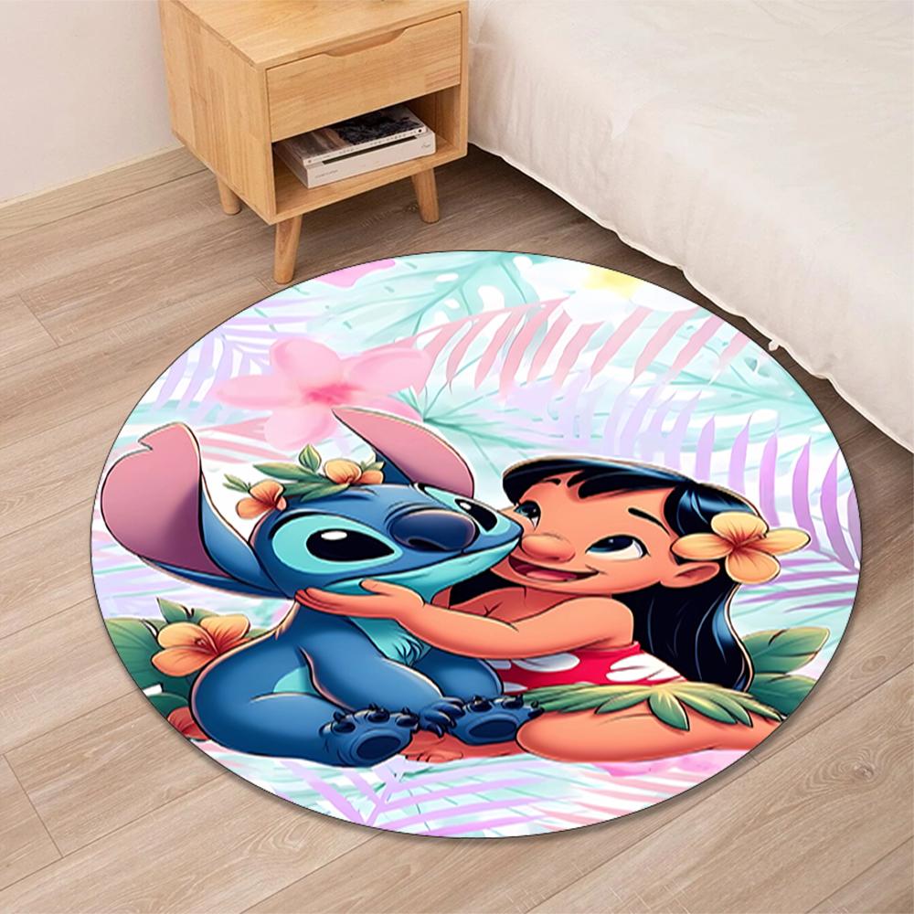 Stitch Printed Round Rug Carpet Chair Rug Area Rug Entryway Doormats,for Office Chair Living Room Bedroom Kitchen Room.