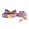 New Colorful Plaid Dog Ring Dog Rope Bow Three-piece Set