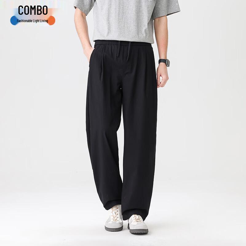 Kangbo Men s Summer Relaxed Fit Straight-Leg Drawstring Cotton Pants 180/84A