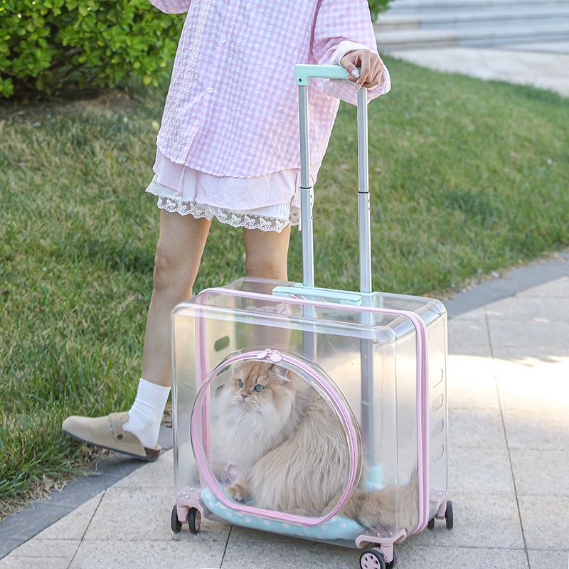 Portable Transparent Pet Travel Suitcase: Breathable, Extra Large for Cats & Dogs