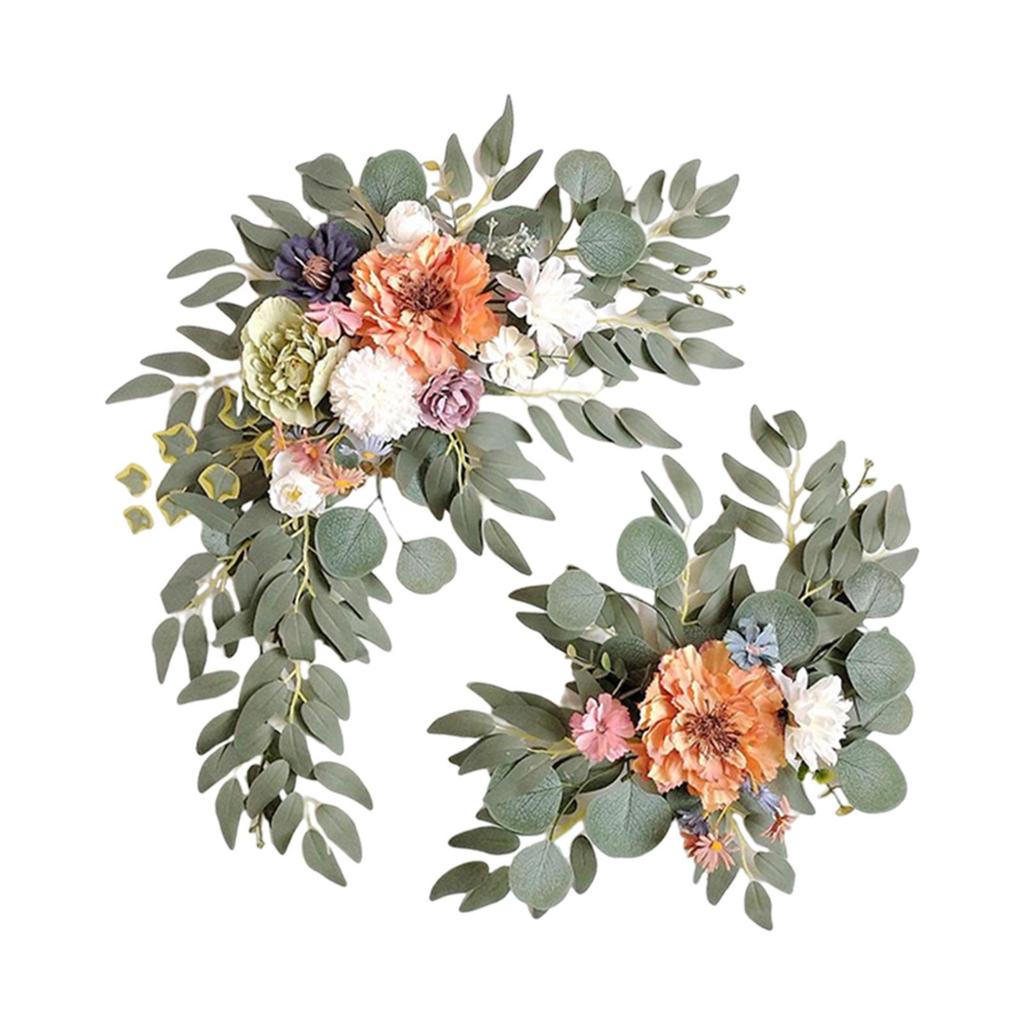2x Künstlicher Kranz Schmuck Foto Requisiten Dekoration Handgemachte Kunst Deko DIY Szene Layout Hochzeitsbogen Blume für Innenfenster