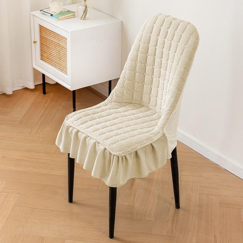 

1PC Cotton Padded Chair Cover Light Luxury and High-end Dining Chair Cover All Inclusive Anti Cat Scratch Universal белый