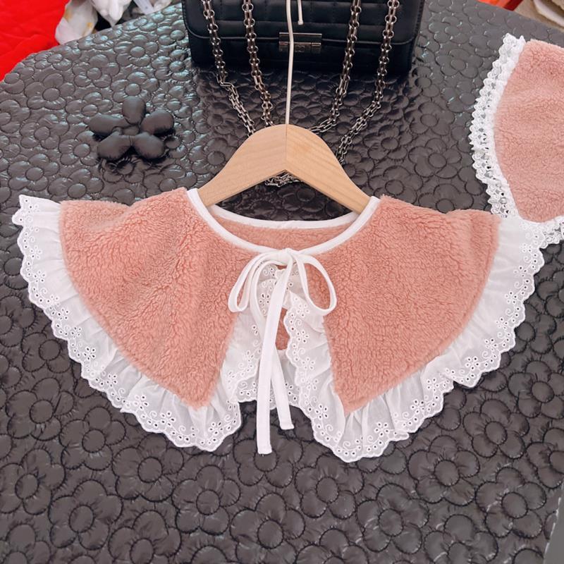 Elegant Plaid Shawl Fake Collar Women Lolita Doll Ruffle False Collar Shoulder Wrap Detachable Tie Clothing Accessories