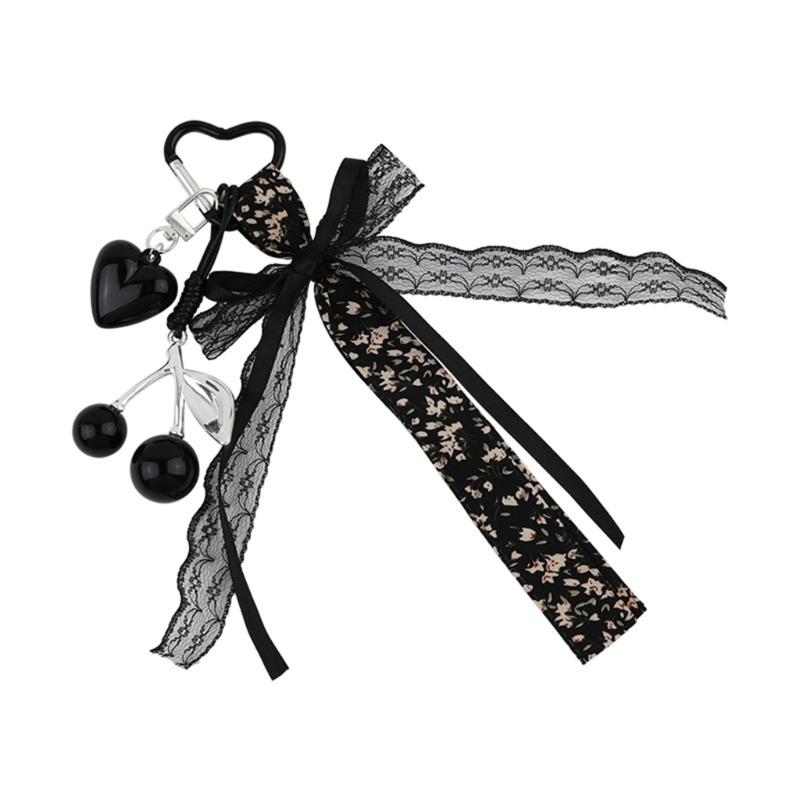 Cute Heart Keychain,Bag Charms,Cherry Key Chain Accessories Decor for Purse Handbag Car Keychain For Women and Girls