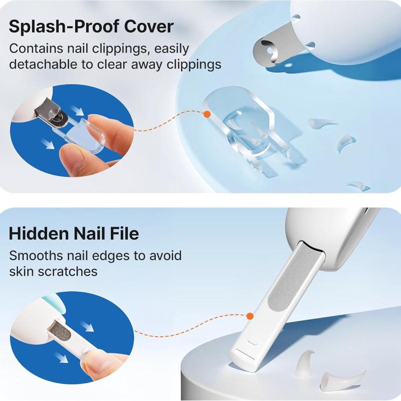 Cat Nail Clipper with Adjustable 3-Size Trimming Hole & Hidden Nail File | Safe Toenail Trimmer for Kittens & Indoor Cats | Anti-Splash Claw Cutter