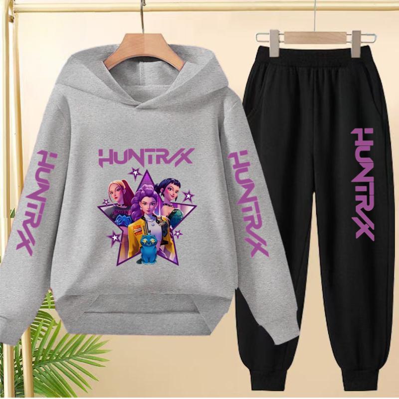 Dětský roztomilý dívčí anime Lovci démonů Chlapci Dívky Batole Sportovní top+kalhoty Dvoudílná mikinová souprava