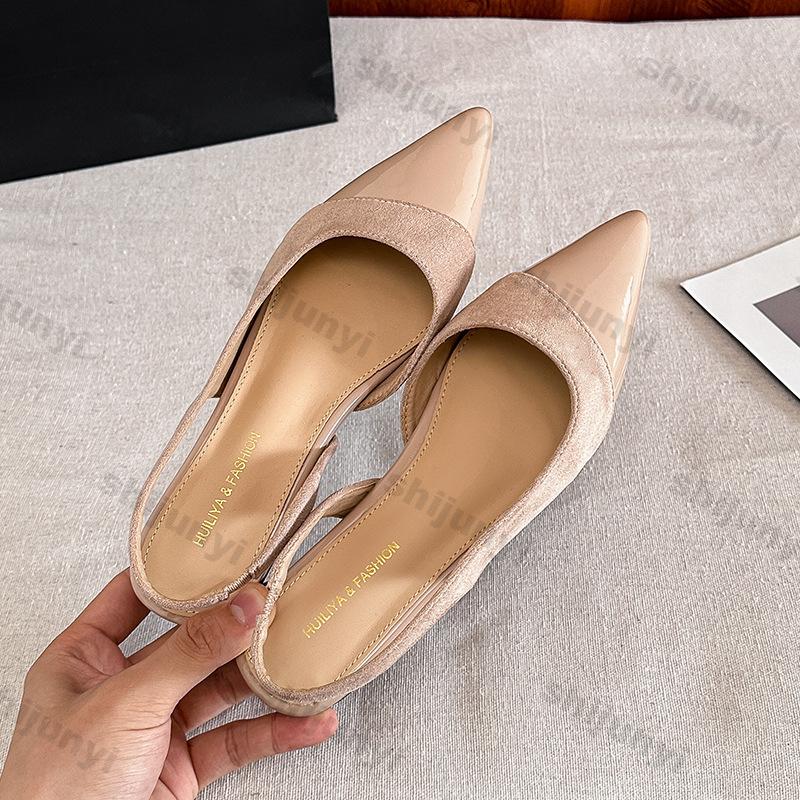 Women's Sandals 2025 Summer New Breathable Non Slip Casual Shoes Lightweight Comfortable Slip On Point Toe Leather Shoes