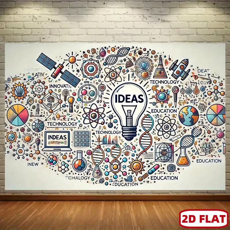 

Creative Science Doodle Backdrop, Innovation & Education Photo Booth Banner 47.2x31.5inch/120*80cm