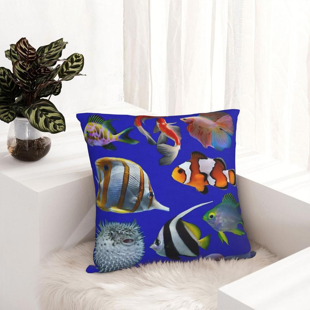 Vintage Fish Trout Pillow Cover Cartoon Fishes Fashion Pillow Case Polyester Cushion Cover Pillowcases For Sofa Home Decorative