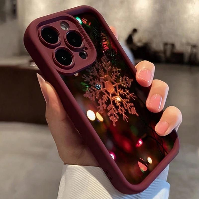 Christmas Snowflake Pattern Phone Case for iPhone 17 16 Pro Max Air 15 14 Plus 13 12 11 7 8 XR X XS 16e SE2 Shockproof Cover