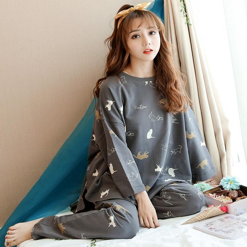 Women's Long-sleeve Sleepwear Spring and Autumn Casual Home Ladies Pajamas
