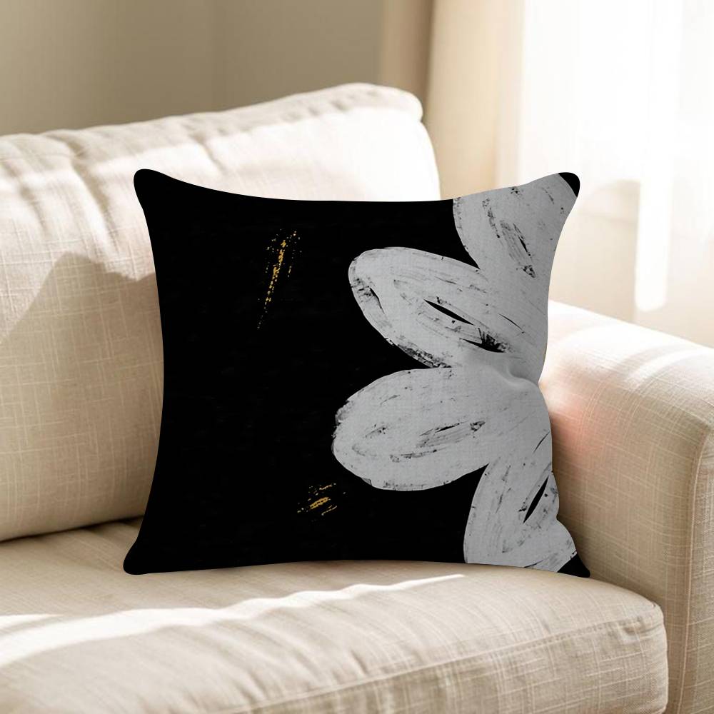 Black  White Floral Pattern Pillow Cover Sofa Cushion Cover Home Room Decoration Children Gift