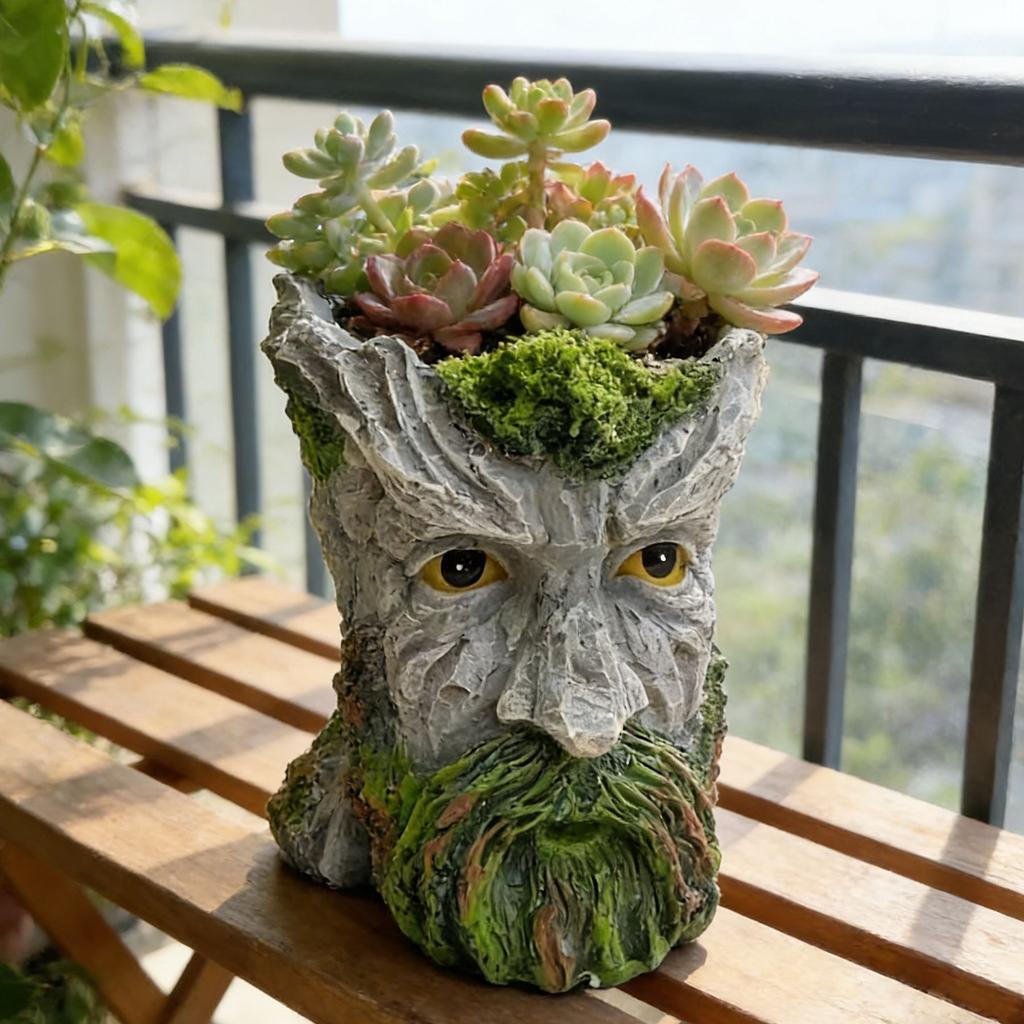 Outdoor Resin Animal Lion Heads Flower Pot Statue Ornament Balcony Garden Lawn Figurines Crafts Courtyard Accessories Decoration