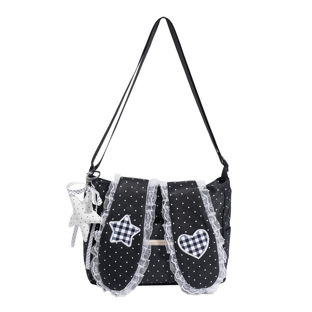Schoolbag high-value Korean polka dot drop ear backpack lace lace backpack lightweight versatile large-capacity schoolbag women