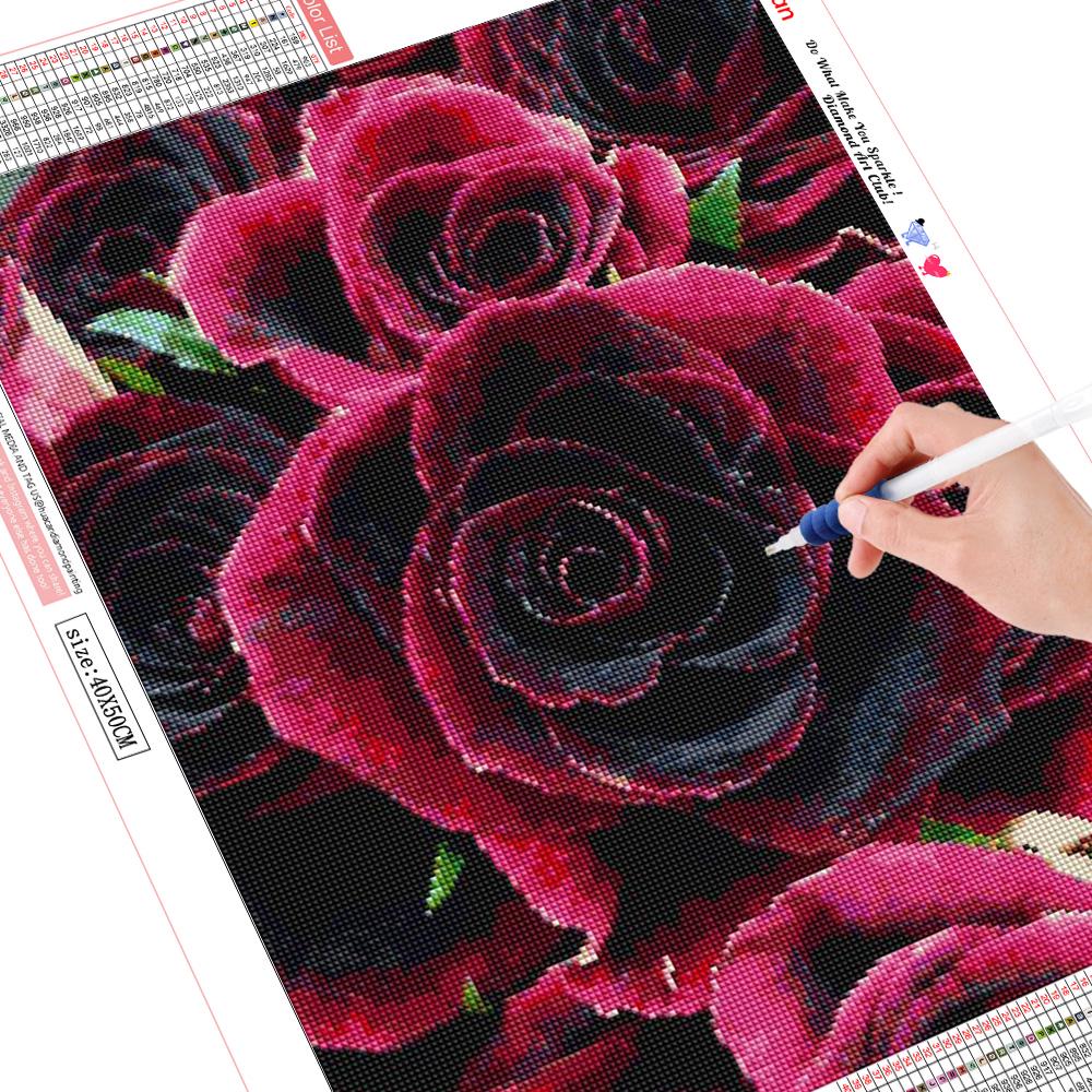 

Полный квадрат Алмазная картина красная роза цветок 5D DIY Алмазная вышивка цветок горный хрусталь 40*50 cm