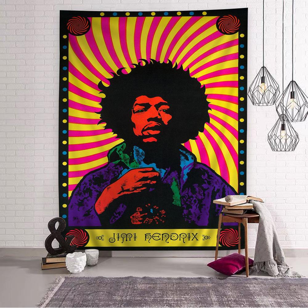 Jimi Hendrix DIY Wall Tapestry Hippie Flower Wall Carpets Dorm Decor Wall Art Decor