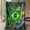 Brasilien Fotboll Tryckt Flanellfilt Hudvänlig Varm Dekorativ Pläd för Inomhus Soffa Säng Daglig Användning