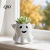 Halloween Themed Plant Container Ghost Flowerpot, Waterproof Resin Vase, Spooky Cute Indoor Outdoor Pot Desktop Ornament, for Green Plants Holiday