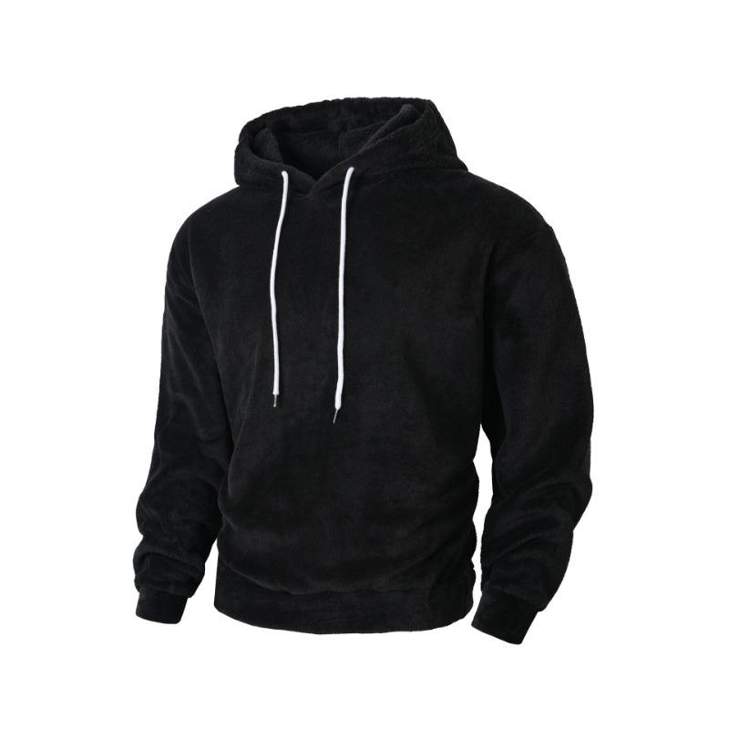 Autumn and Winter Men's Loose Hooded Sweatshirt Casual Coral Velvet Warm Pullover Jacket