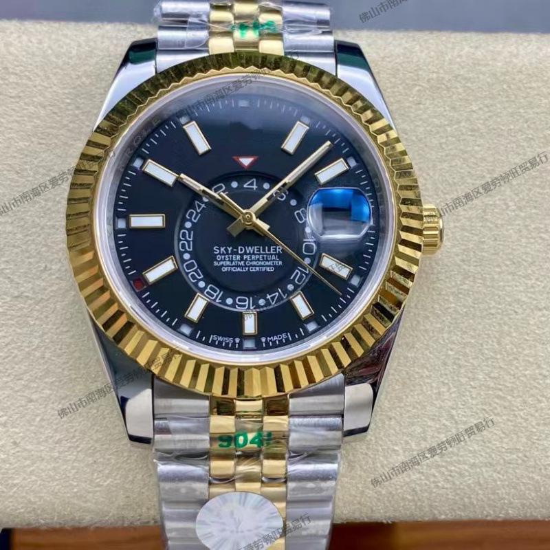 Laojia Tianxingzhe Men's Classic Dual Time Automatic Watch with Five-Bead Strap