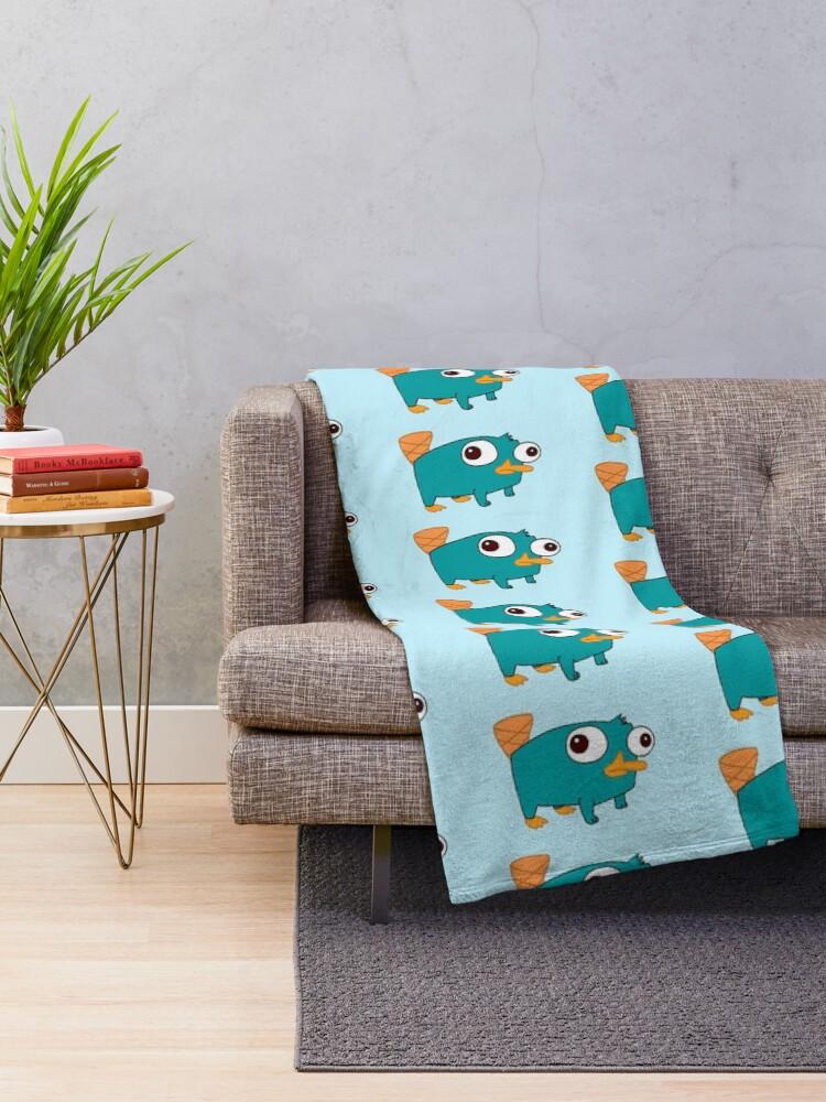 Perry the Platypus Baby from Phineas and Ferb Throw Blanket Soft Plush Cartoon Print for Kids Room Decor Size: 75*100cm, Weight: 230 GSM