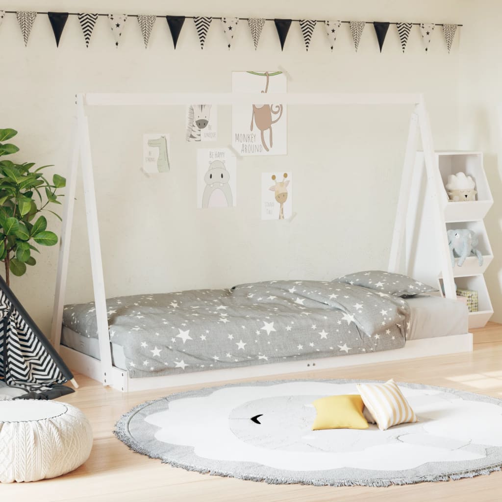 Kids Bed White 90 X 200 Cm Solid Pine Wood