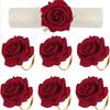 2025 New Valentine's Day Napkin Rings Rose Metal Napkin Rings Faux Flower Napkin Rings Wedding Banquet Birthday Decoration
