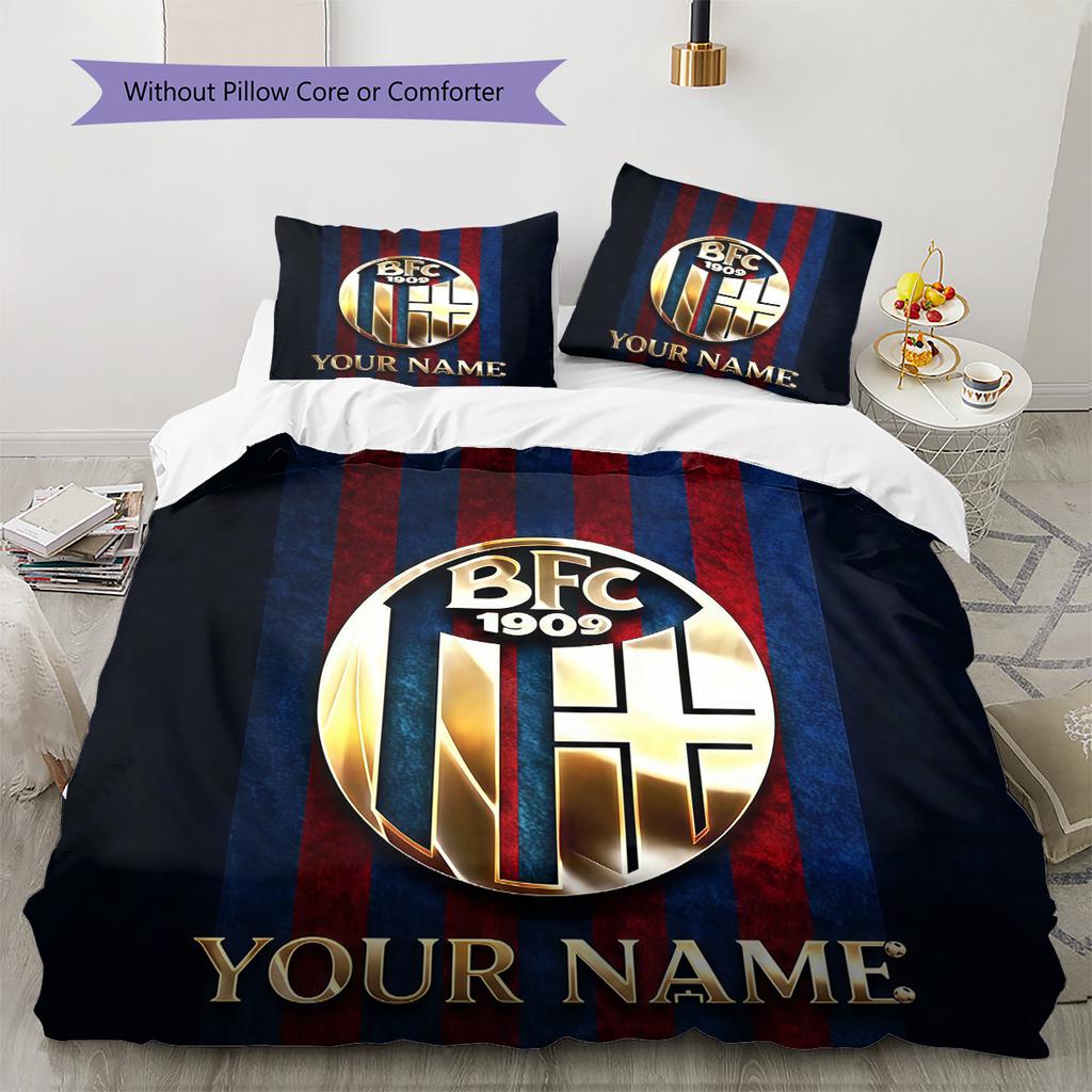 Bologna Fc Custom Name Pattern Bedding Quilt Set Quilt Cover Pillowcase Home Birthday Gift(1 * duvet cover + 2 * pillowcase, without core)