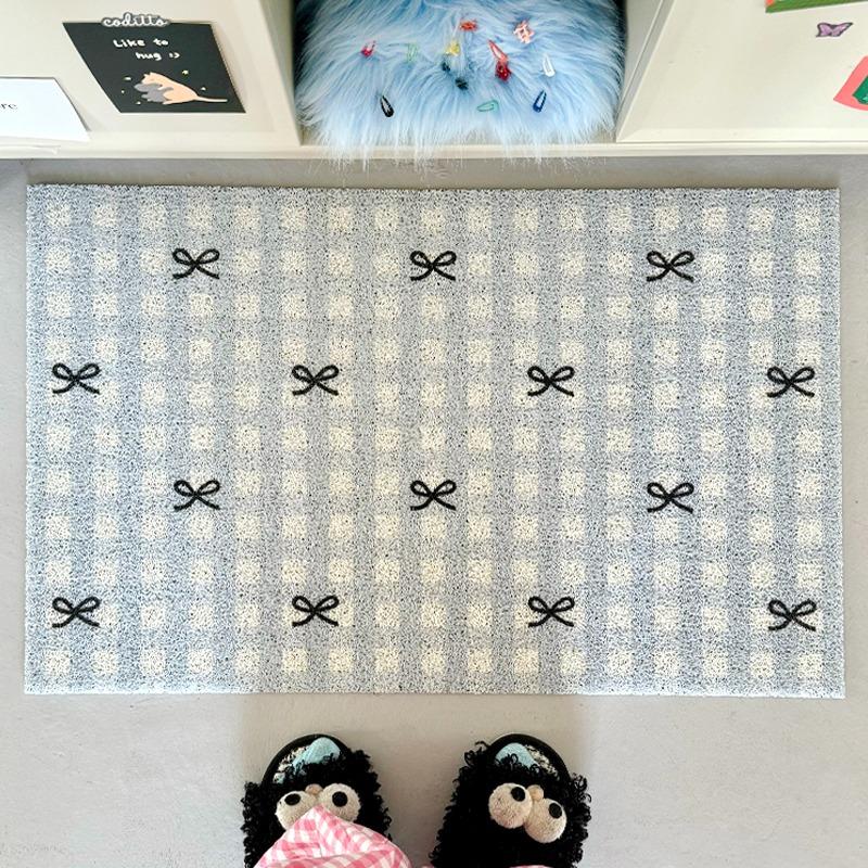 Doormat Door Entrance Welcome Mat Blue Plaid Carpet Dustproof Non-slip Floor Mats Sweet Cute Girl Home Decoration Rug