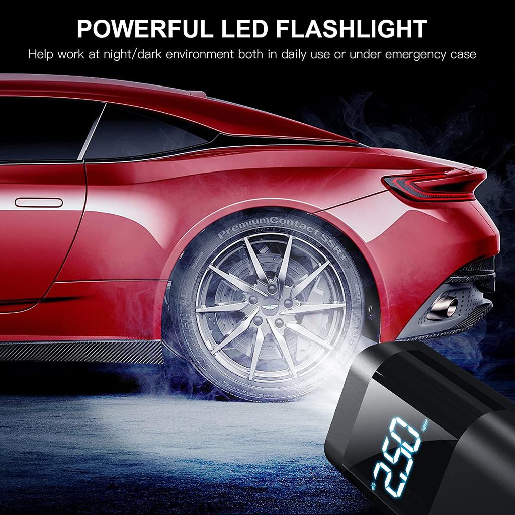 Portable Air Compressor Tire Inflator: 12V DC Auto Tire Pump Car Inflator with Digital Pressure Gauge, Fast Inflation, for Car Tires, Motorcycles