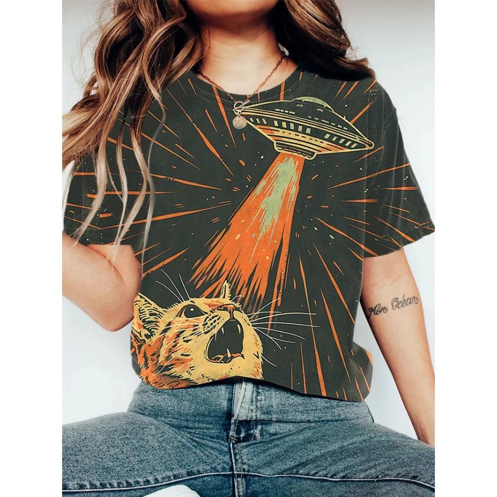 Women's Funny Animal Printed T Shirt Short Sleeve Tees Tops 3D Print O-Neck T-Shirts Summer Casual Women's Clothing Apparel