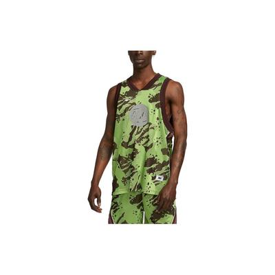 All Over Print Logo Round Neck Basketball Quick Dry Sleeveless Vest Men Tops Yellow Green DX0257-227