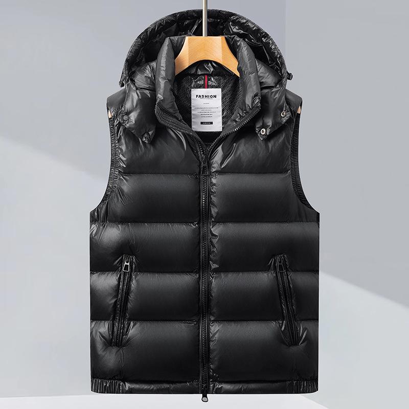 

Мужской зимний жилет из гусиного пуха со съемным капюшоном - Легкий, теплый и универсальный. L чёрный