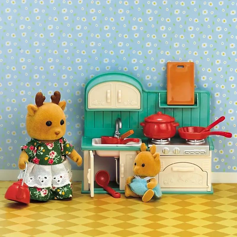 35CM 1:12 Miniature Furniture Forest Family Kitchen Toy Dining Table Dollhouse Accessories Bathroom Pretend Play For Girl Gifts Toys