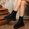 Fashion Mid Heels Women Platform Ankle Boots Fashion Lace Up Suede Shoes 2025 Winter New Trends Comfort Shoes Chelsea Pumps Boots Mujer