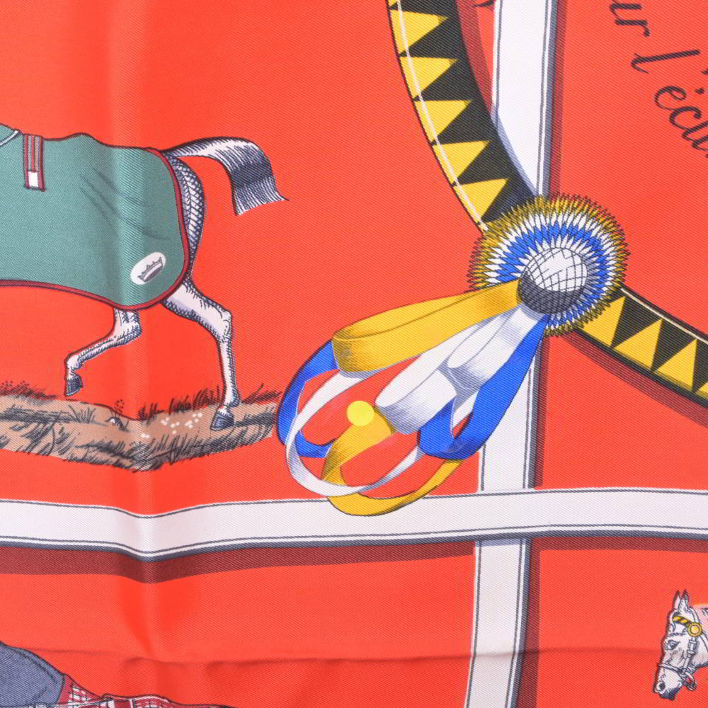 [USED]HERMES Couvertures et Tenues de Jour Horse Blanket Carre 90 Silk Scarf 90 Red Hermes KL4SP2KB36