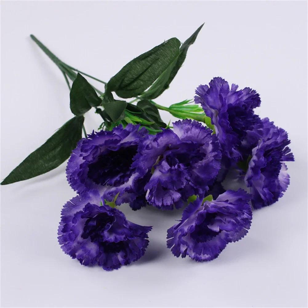 10 Head Carnation Artificial Flowers Bouquet Plastic Silk Fake Flowers Simulation Plants Decor For Wedding Accessory In Stock