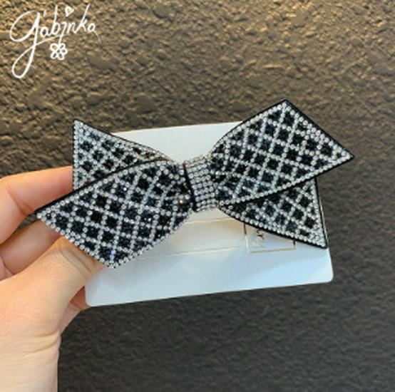 Korean Shiny Rhinestone Double Bow Hair Clip