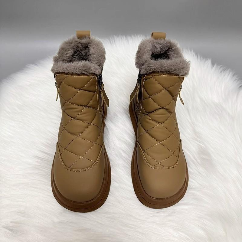 Snow Boots Women's 2025 New Winter Velvet Thickened Fluffy Warm Short Boots Soft Sole Non-slip Explosive Large Cotton Shoes