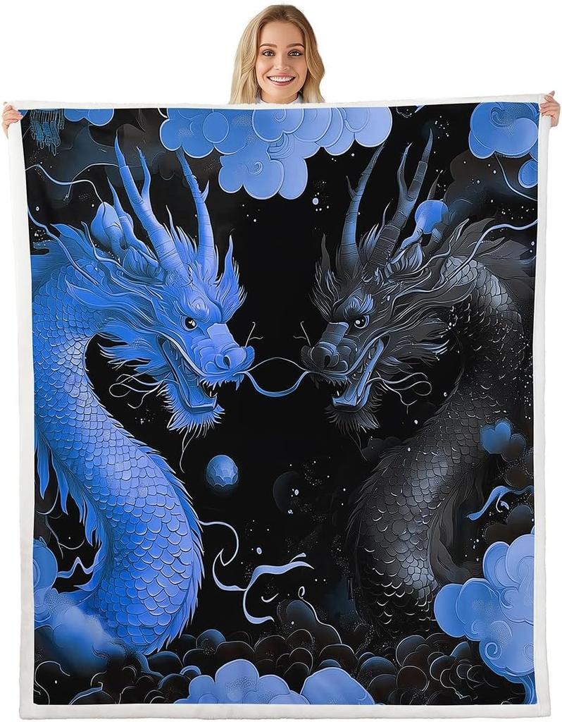 Cute Pink Dragon Blanket Soft Fleece Throw Kids Room Decor Fantasy Art Design Home Decoration
