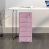 6-Tier File Cabinet with Lock & Wheels, Compact Office Organizer for Home & Business, Purple Vertical Filing Storage, 28x41x69cm