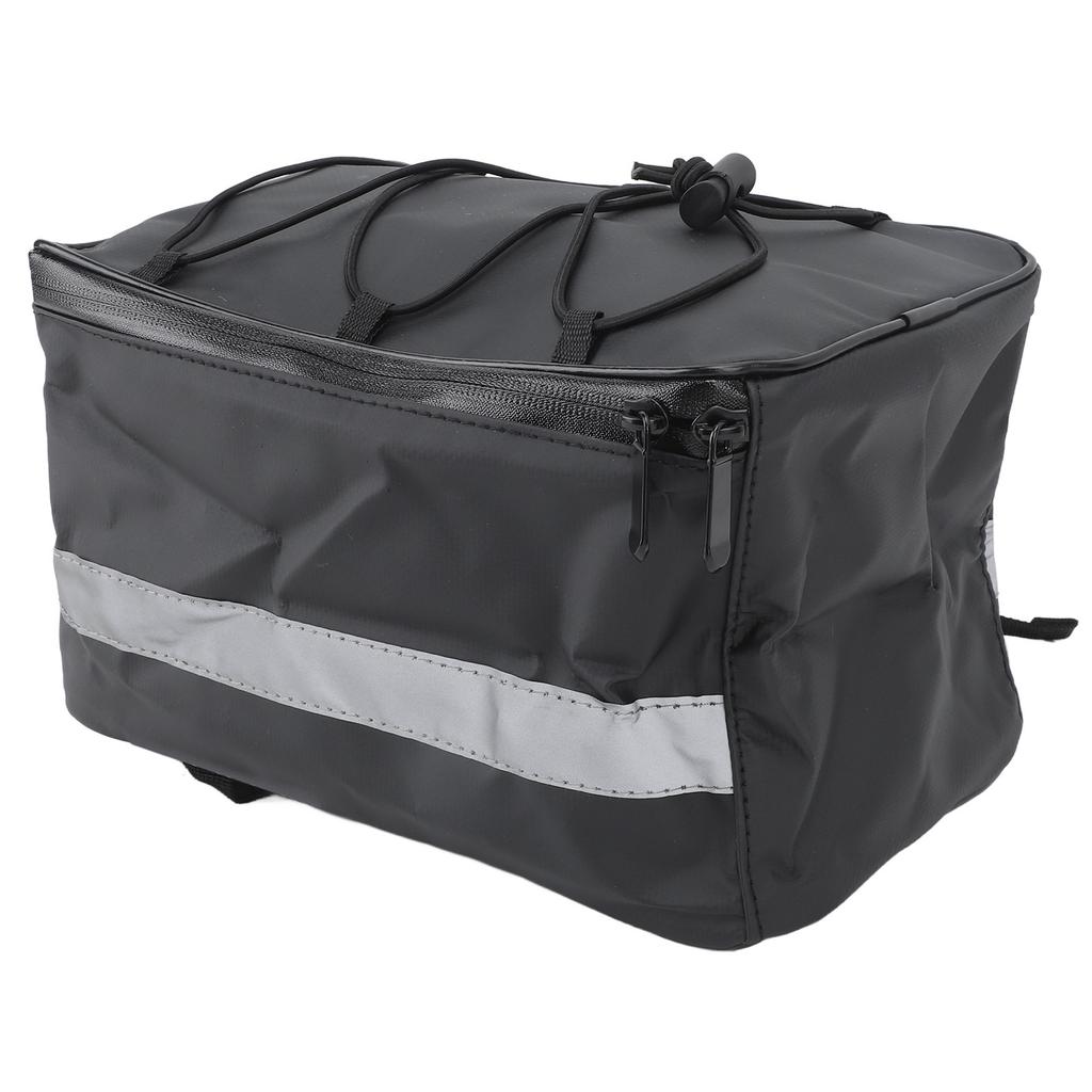 8L Black Bike Seat Bag Waterproof Multifunctional Electric Bicycle Seat Bag Large Capacity PU Leather Bike Backseat Bag