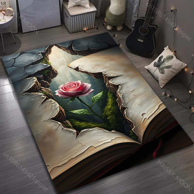 Roses In The Cracks Print Carpet for Bedroom Living Room Bedside Sofa Floor Mat Modern Home Decor Area Rug Large Size