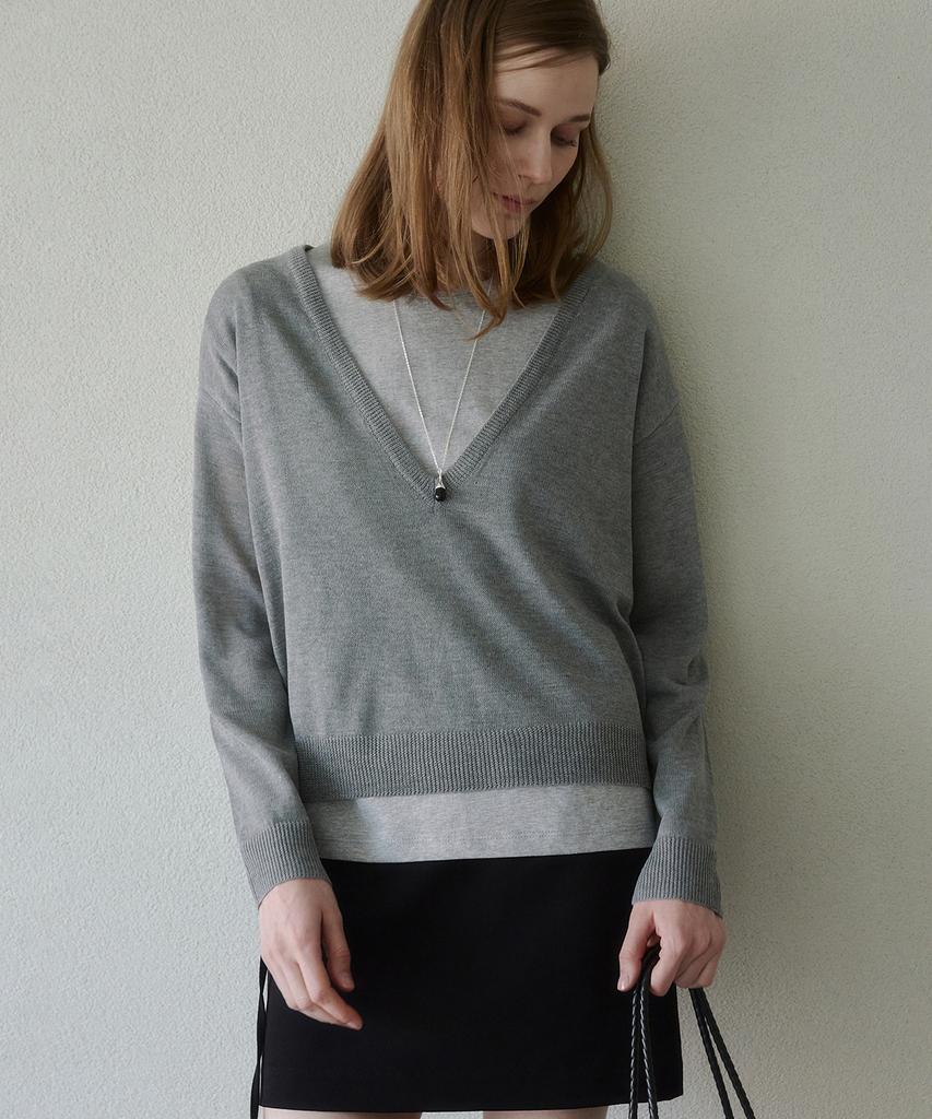 LOVLOV Deep V-Neck Knit (2 Colors)