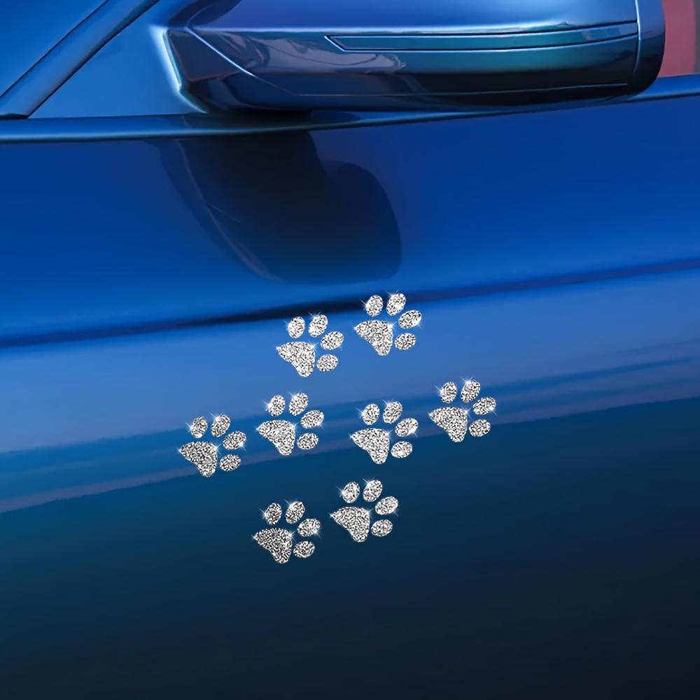 8pcs Sparkling Paw Print Car Stickers Reflective Vinyl Decals for Cars, Motorcycles & Laptops, Multi-Color Glitter Animal Theme, Self-Adhesive