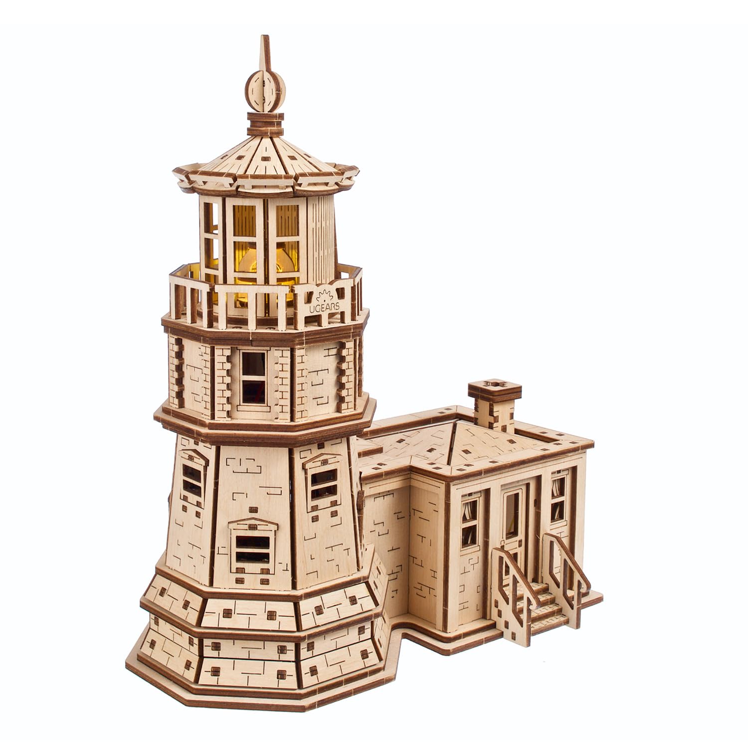 

Ugears Split Rock Lighthouse Puzzle Wooden Craft Model No Glue or Tools Required - -