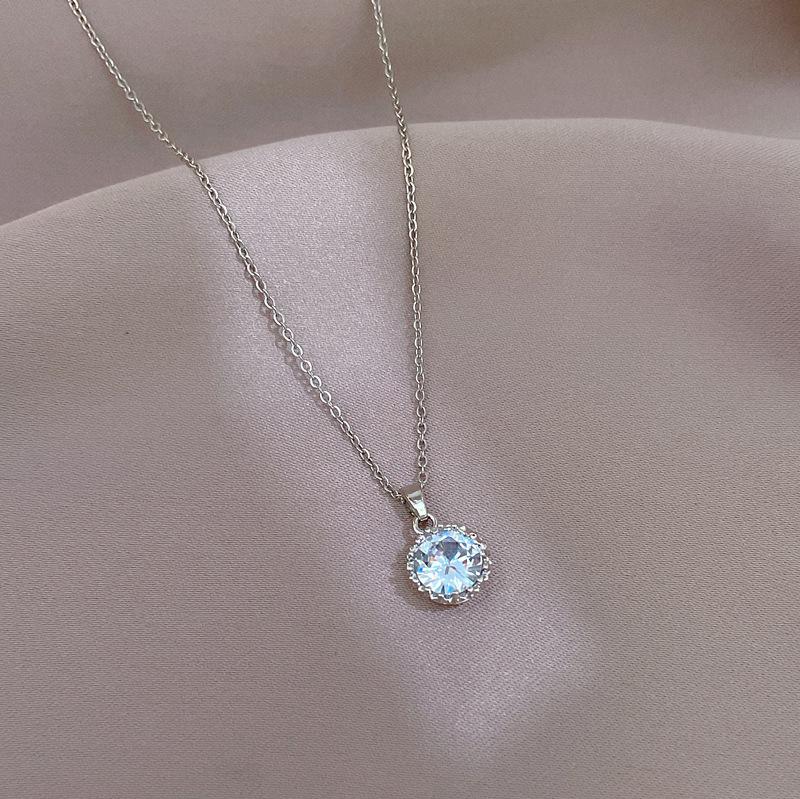 Light Luxury Micro-Inlaid Real Gold, Simple Zircon Necklace, Women'S New Collarbone Chain, Light Luxury Niche Design