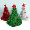 Non-Woven Christmas Tree Party Hat with Rain Silk Decorations