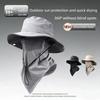 Chapéu de Balde para Escalada ao Ar Livre Caminhada Máscara de Seda de Gelo Conjunto de Duas Peças Chapéu de Pesca com Proteção UV Aba Larga Chapéu de Sol para Viagem UPF 50+