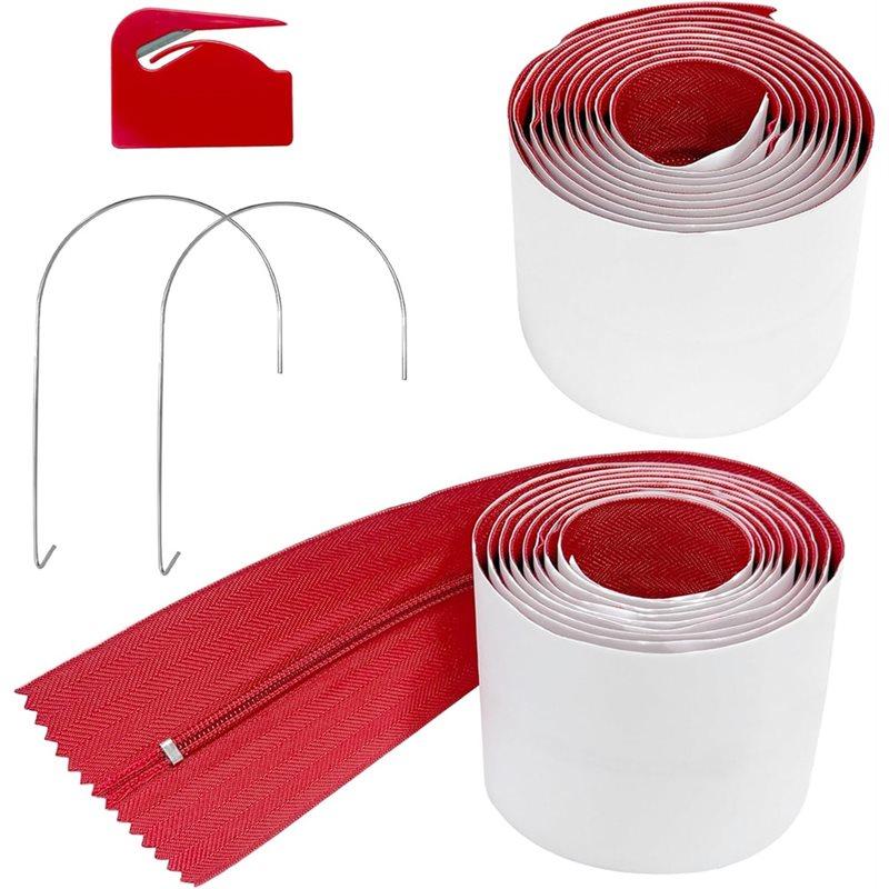 

A60zself-Adhesive Dust Protector Zipper 2 Pack 7 Ft Length X 3 Width Instant Door Zipper Included Sheeting Cuttermay красный